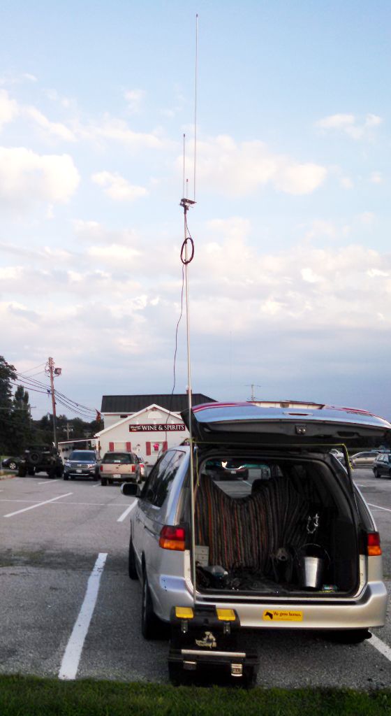 Ham radio set up in parking lot